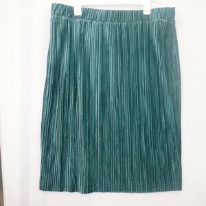 NEW RR Roaman's Green Velour Velvet Pleated Crinkled Skirt Women's 14/16